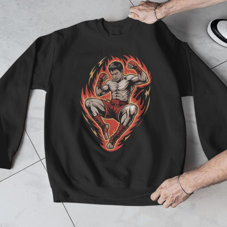 Muay Thai Fighter Teep Push Kick Minimal Line Art Clean Men Graphic Sweatshirt Muay Thai Fighter Teep Push Kick Minimal Line Art Clean Men Graphic Sweatshirt