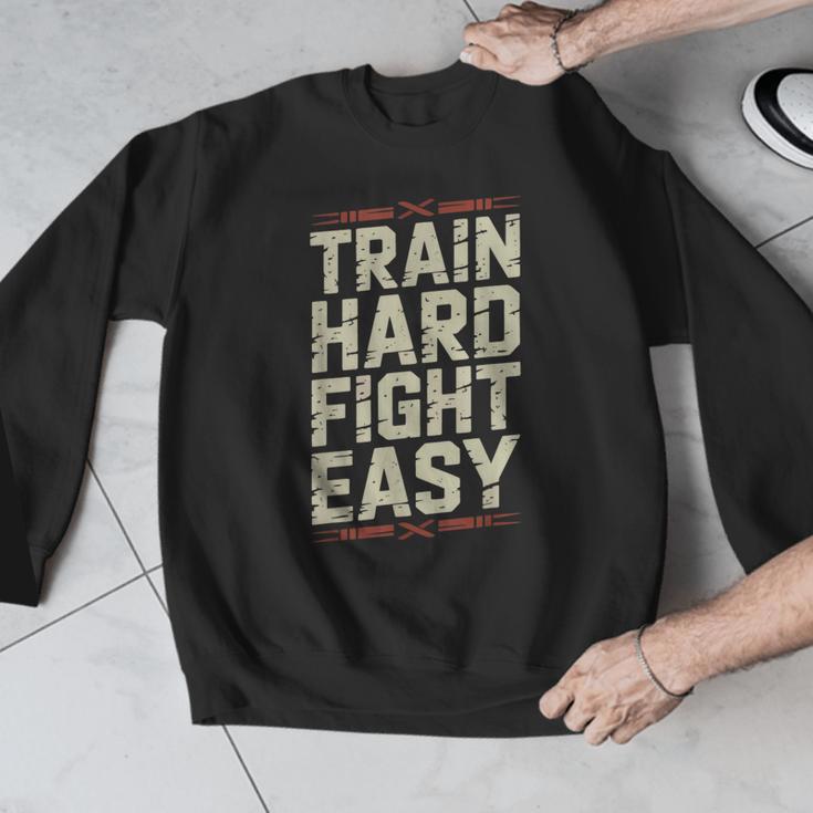 Muay Thai Fighter Train Hard Fight Easy Training Motivation Men Graphic Sweatshirt Muay Thai Fighter Train Hard Fight Easy Training Motivation Men Graphic Sweatshirt