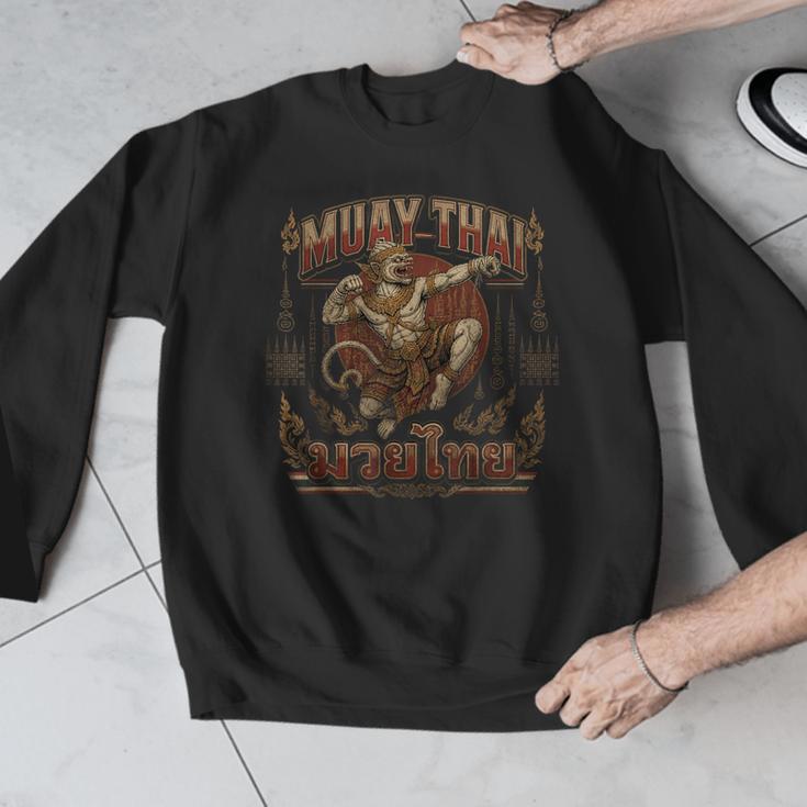 Muay Thai Power Vintage Thai Boxing Warrior Fighter Monkey Men Graphic Sweatshirt Muay Thai Power Vintage Thai Boxing Warrior Fighter Monkey Men Graphic Sweatshirt