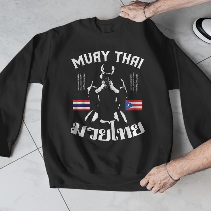 Muay Thai Puerto Rico Flag Martial Arts Thai Boxing Coach Men Graphic Sweatshirt