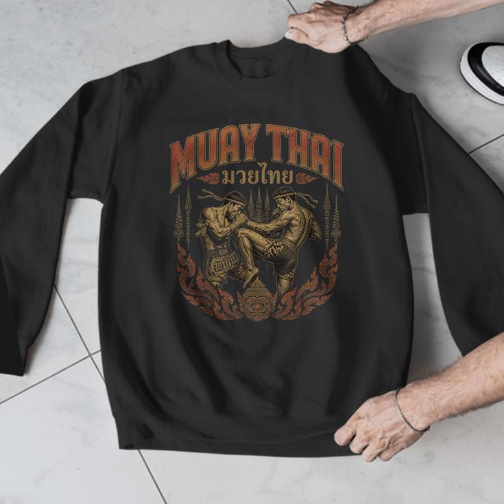 Muay Thai Vintage Thai Boxing Warrior Art Of 8 Limbs Men Graphic Sweatshirt