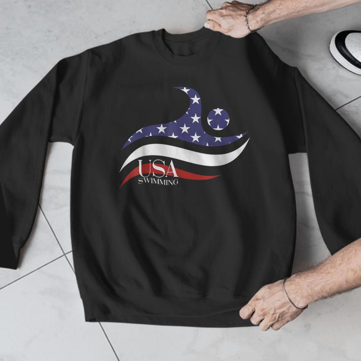 Patriotic American Flag Floating USA Swimming Team Men Graphic Sweatshirt Patriotic American Flag Floating USA Swimming Team Men Graphic Sweatshirt