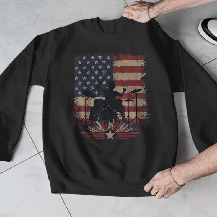Patriotic Drum Kit Silhouette American Flag Men Graphic Sweatshirt Patriotic Drum Kit Silhouette American Flag Men Graphic Sweatshirt