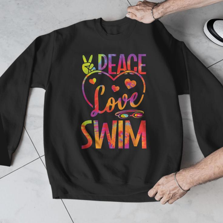 Peace Love Swim Swimming Tie Dye Swimmer Swimming Swim Team Men Graphic Sweatshirt