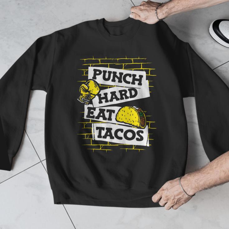Punch Hard Eat Tacos Professional Boxer Muay Thai Boxing Men Graphic Sweatshirt