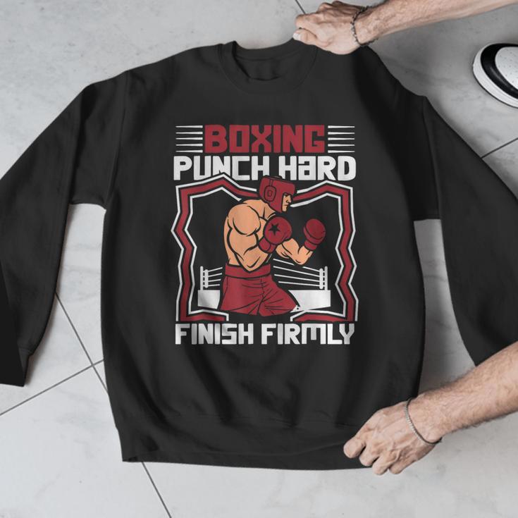 Punch Hard Finish Firmly Kickboxer Fan Muay Thai Boxing Men Graphic Sweatshirt