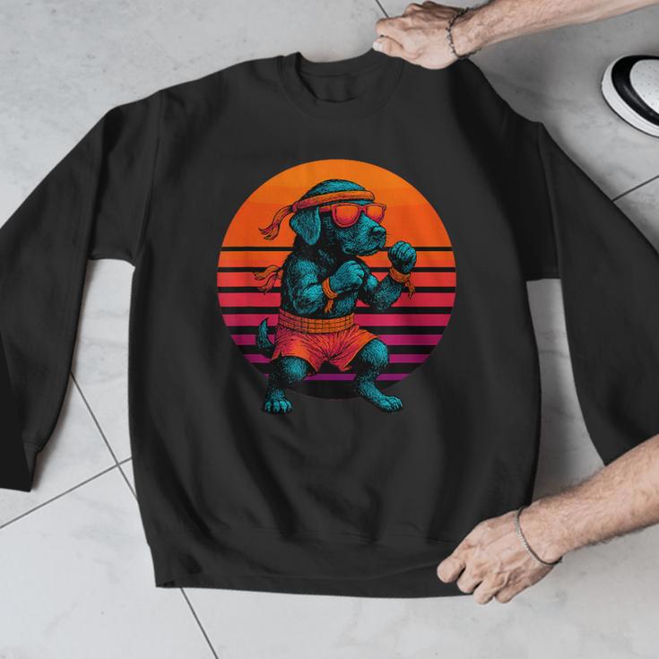Retro Dog With Gloves Muay Thai Fighter Men Graphic Sweatshirt Retro Dog With Gloves Muay Thai Fighter Men Graphic Sweatshirt