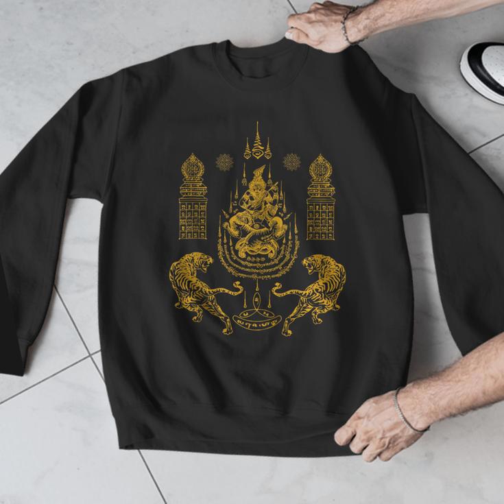 Sawadee Thai Traditional Sak Yant Thai Twin Tigers Muay Thai Men Graphic Sweatshirt Sawadee Thai Traditional Sak Yant Thai Twin Tigers Muay Thai Men Graphic Sweatshirt