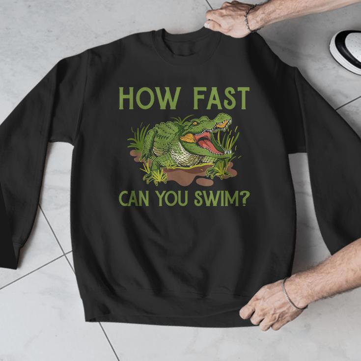 Swimmer Crocodile Swimming Humor How Fast You Can Swim Men Graphic Sweatshirt Swimmer Crocodile Swimming Humor How Fast You Can Swim Men Graphic Sweatshirt