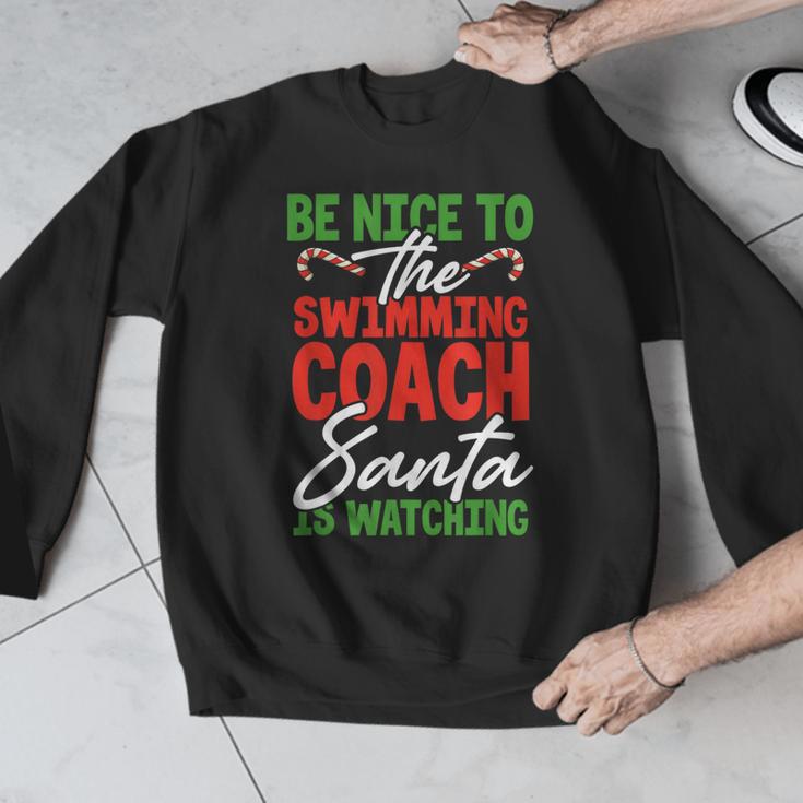Swimming Coach Christmas Xmas Swimming Santa Men Graphic Sweatshirt