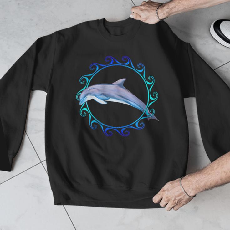 Swimming Dolphin Maori Sun Tribal Waves 2-Sided Men Graphic Sweatshirt Swimming Dolphin Maori Sun Tribal Waves 2-Sided Men Graphic Sweatshirt