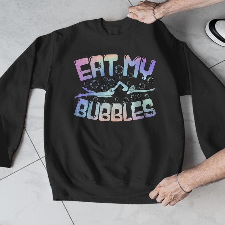 Swimming Eat My Bubbles Swim Watercolour Men Graphic Sweatshirt