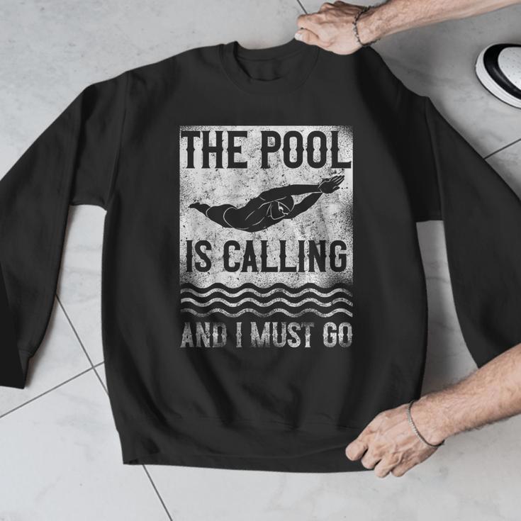 Swimming Swimmer Swim The Pool Is Calling Vintage Men Graphic Sweatshirt Swimming Swimmer Swim The Pool Is Calling Vintage Men Graphic Sweatshirt