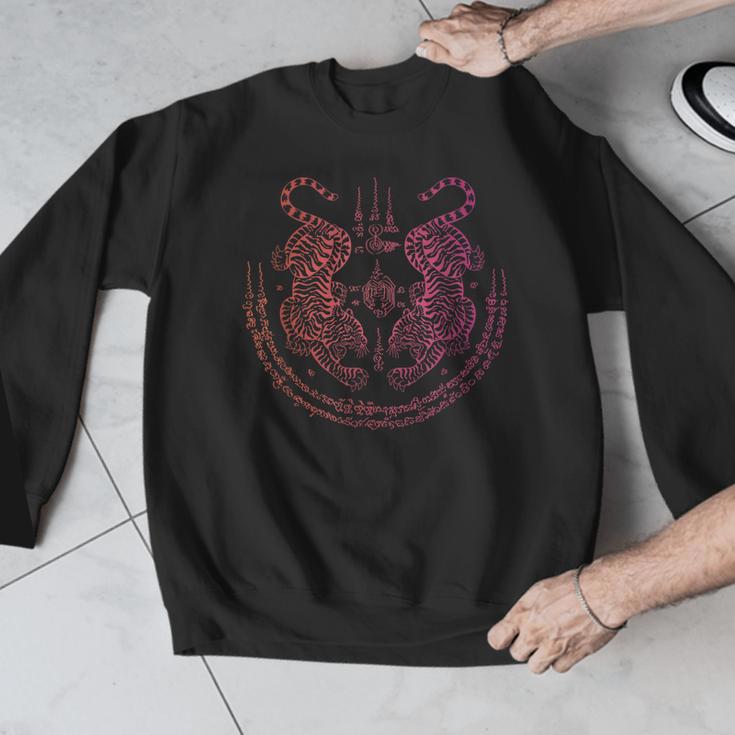 Thai Tattoo Twin Tiger Sak Yant Muay Thai Thailand Graphic Men Graphic Sweatshirt