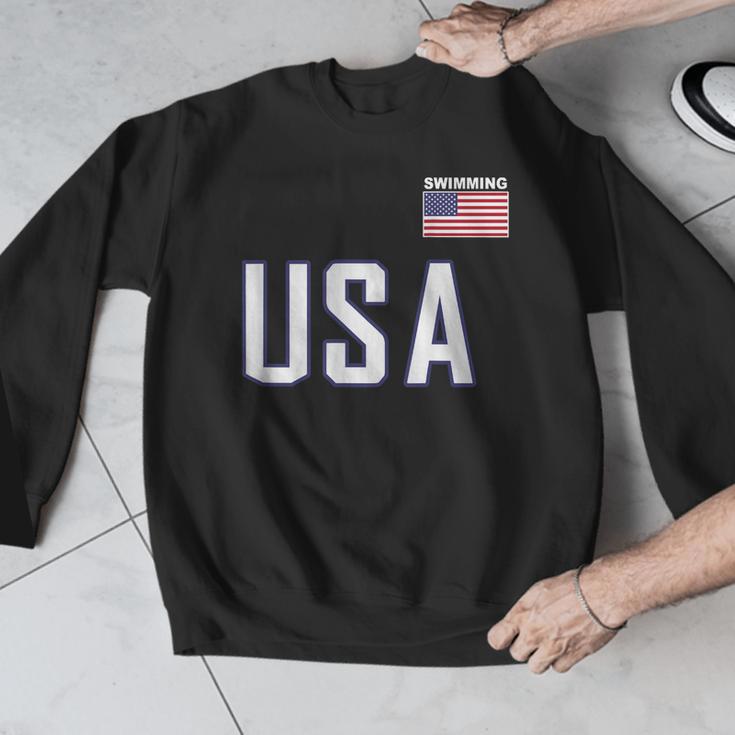 USA Flag Swim Swimming Sport Practice Equipment Men Women Men Graphic Sweatshirt