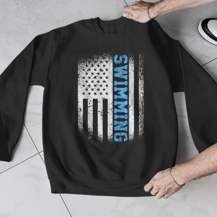 USA Flag Swimming Swim American Swimmer Men Graphic Sweatshirt USA Flag Swimming Swim American Swimmer Men Graphic Sweatshirt