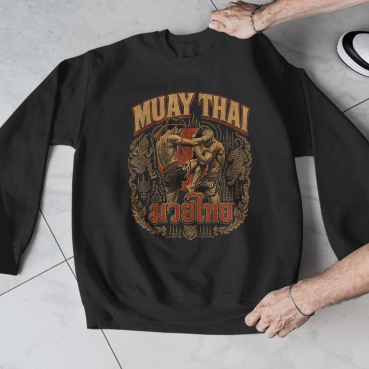 Vintage Muay Thai Thai Boxing Nak Muay Fighter Art Men Graphic Sweatshirt