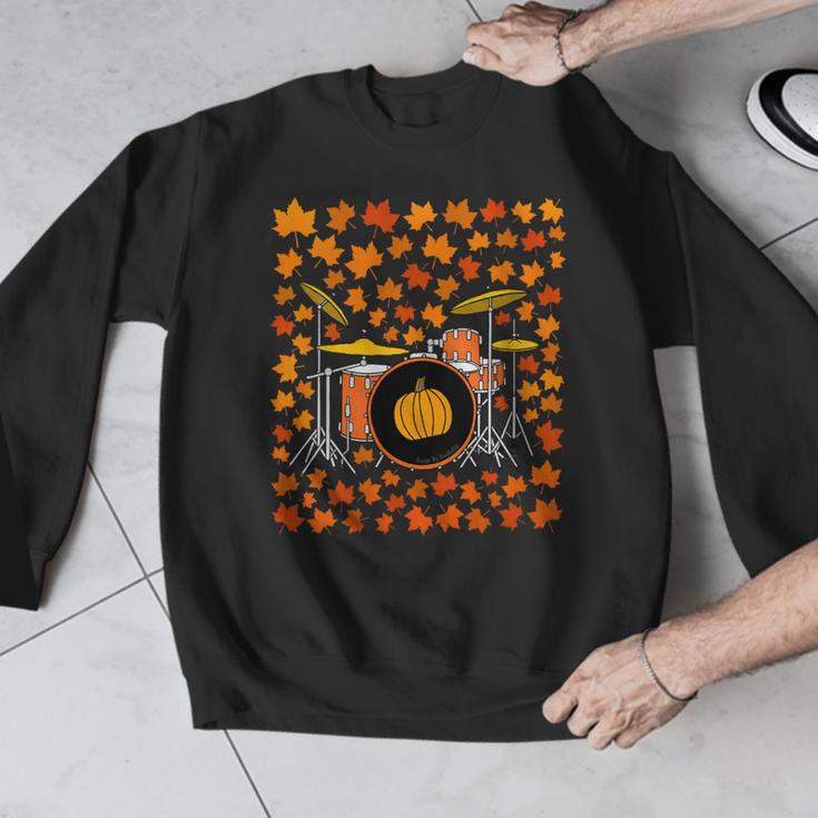 Women's Drum Kit With Leaves Fall Drummer Autumn Musician Men Graphic Sweatshirt Women's Drum Kit With Leaves Fall Drummer Autumn Musician Men Graphic Sweatshirt