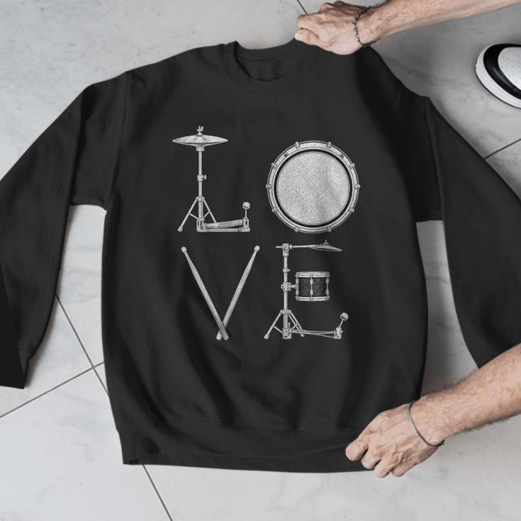 Women's Drum Kit Love Illustration For Music Enthusiasts Men Graphic Sweatshirt Women's Drum Kit Love Illustration For Music Enthusiasts Men Graphic Sweatshirt