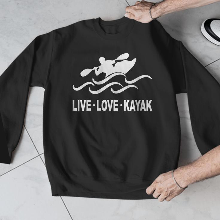 Women's Kayaking Live Love Kayak Kayaker Canoe Boat Paddling Lover Men Graphic Sweatshirt