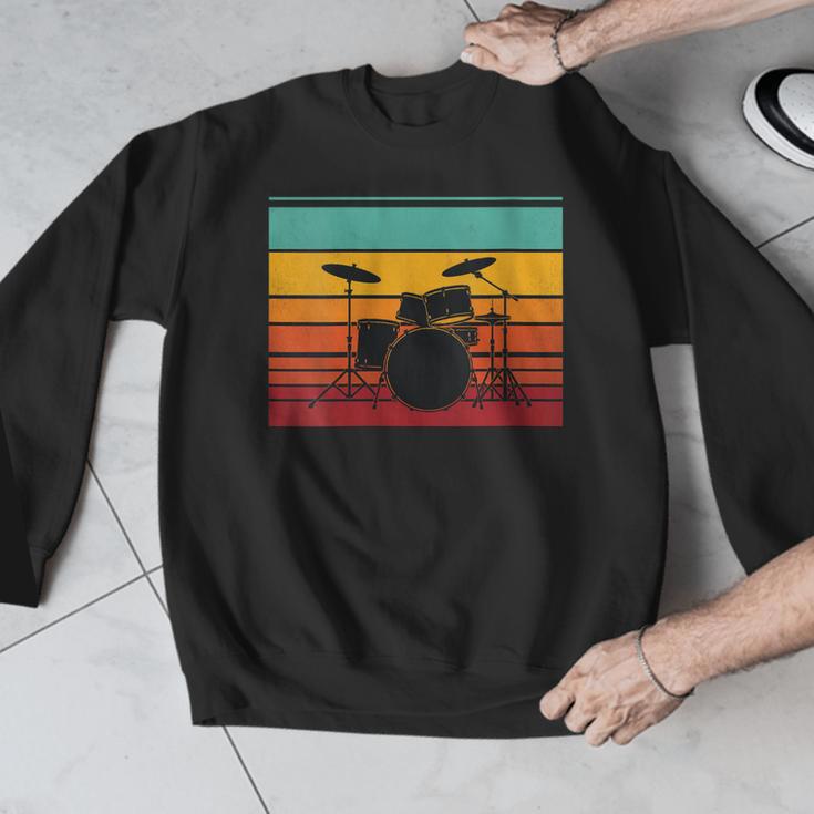 Women's Retro Drum Kit Silhouette With Color Stripes Men Graphic Sweatshirt Women's Retro Drum Kit Silhouette With Color Stripes Men Graphic Sweatshirt