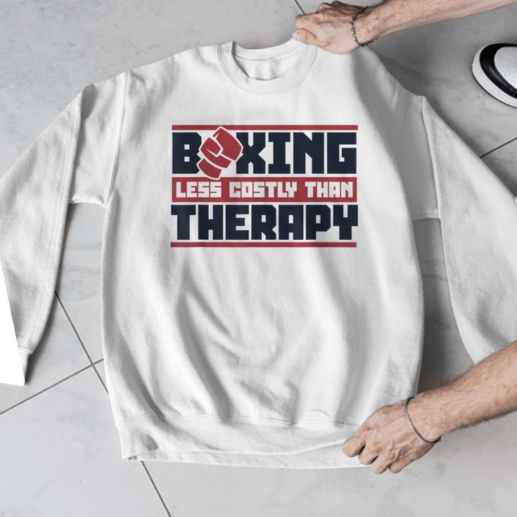 Boxing Less Costly Than Therapy Muay Thai Boxing Men Graphic Sweatshirt