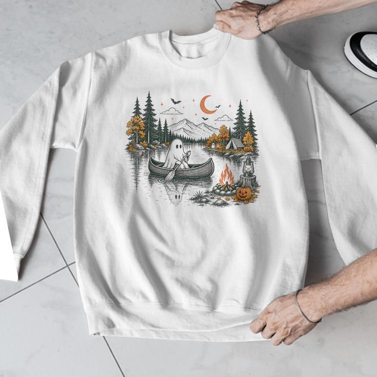 Canoe Ghost Camping Ghost Lake Halloween Spooky Fall Camping Men Graphic Sweatshirt