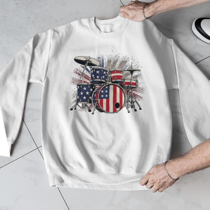 Drum Kit With American Flag Graphic For Musicians Men Graphic Sweatshirt Drum Kit With American Flag Graphic For Musicians Men Graphic Sweatshirt