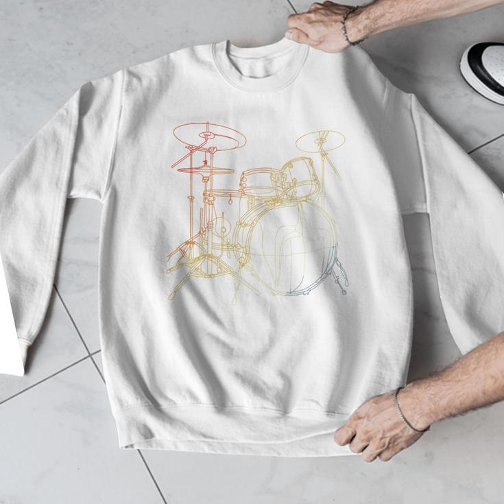 Drum Kit Vintage Look Music Concert Sweatshirt Men Graphic Sweatshirt