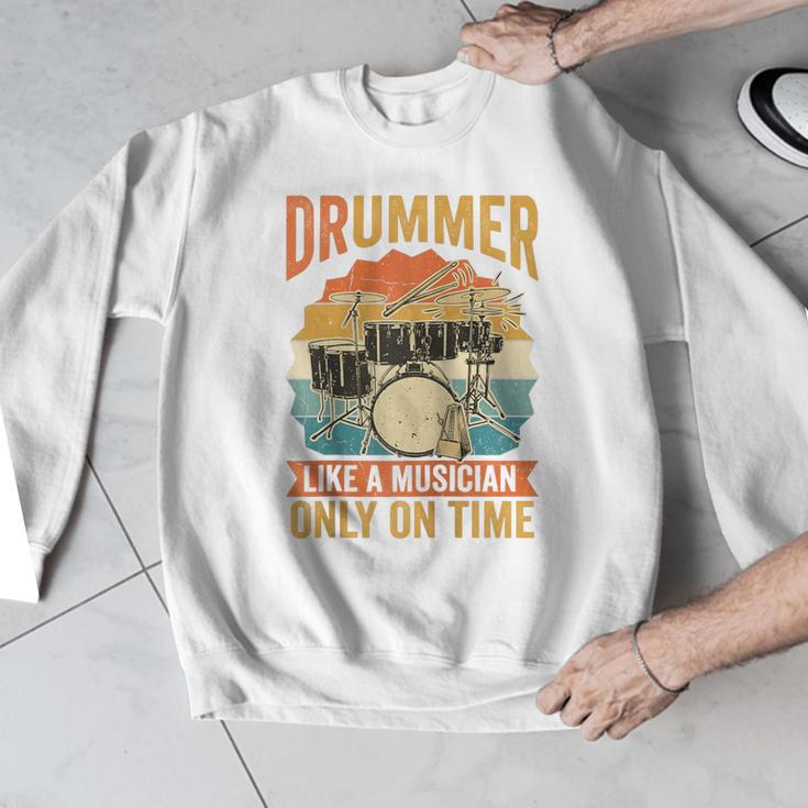 Drummer Like a Musician Only On Time Vintage Sunset Drum Kit Raglan Baseball Tee Men Graphic Sweatshirt Drummer Like a Musician Only On Time Vintage Sunset Drum Kit Raglan Baseball Tee Men Graphic Sweatshirt