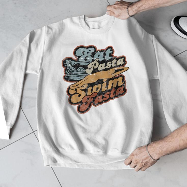 Eat Pasta Swim Fasta Swimmer Vintage Swimming Men Graphic Sweatshirt