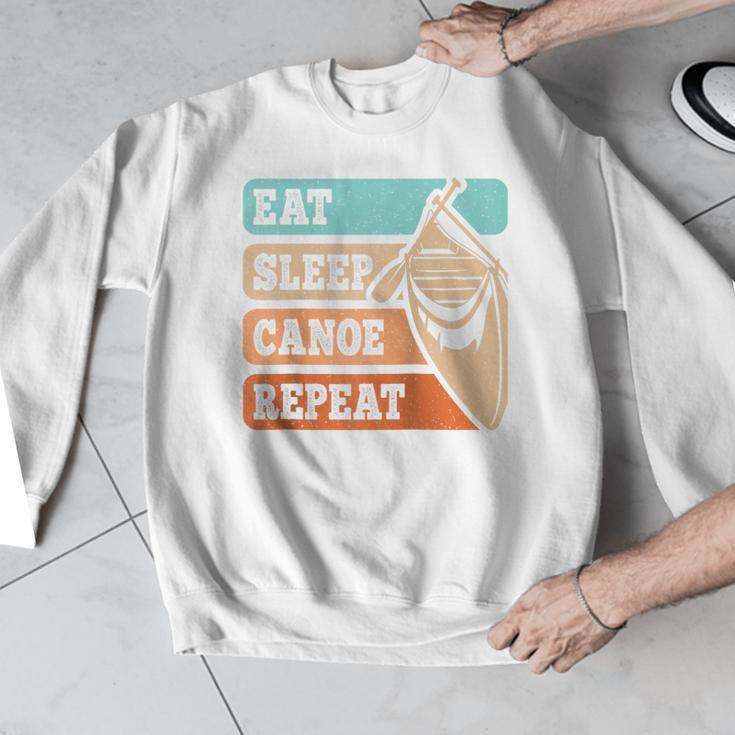 Eat Sleep Canoe Repeat Vintage Canoeing Canoeist Men Boys Raglan Baseball Tee Men Graphic Sweatshirt