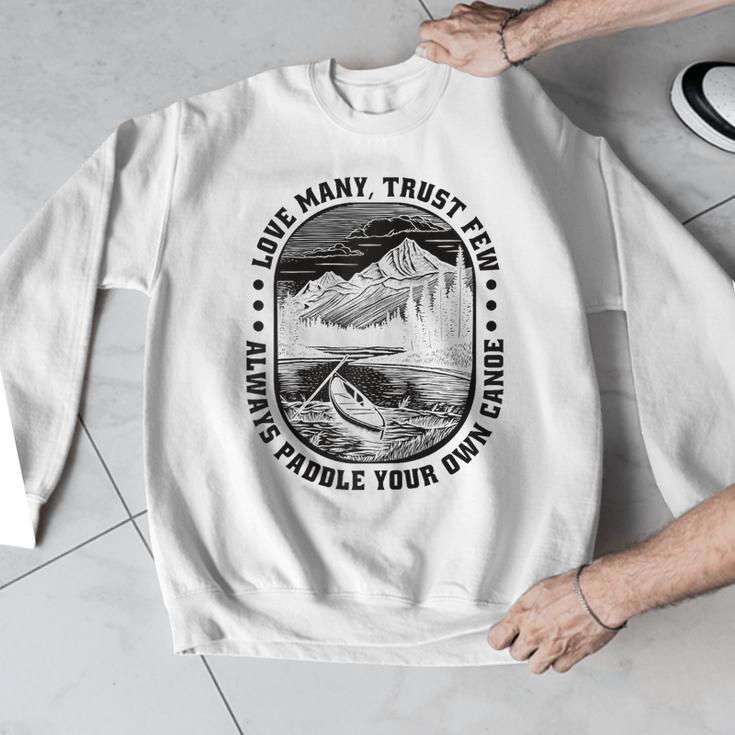 Love Many Trust Few Always Paddle Your Own Canoe Raglan Baseball Tee Men Graphic Sweatshirt