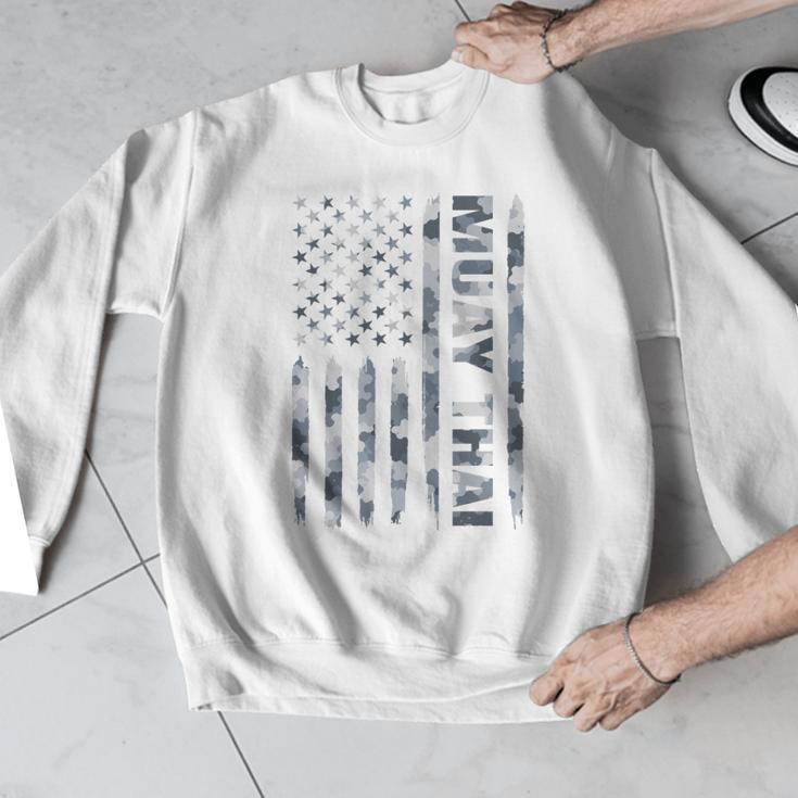 Muay Thai American Flag Camo Military Patriotic Men Graphic Sweatshirt Muay Thai American Flag Camo Military Patriotic Men Graphic Sweatshirt