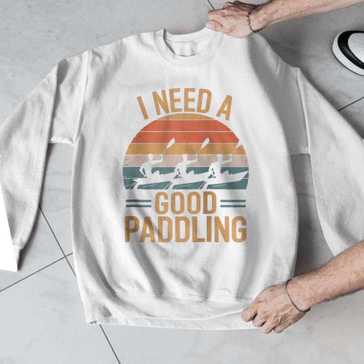 I Need A Good Paddling Retro Sunset Canoe Raglan Baseball Tee Men Graphic Sweatshirt
