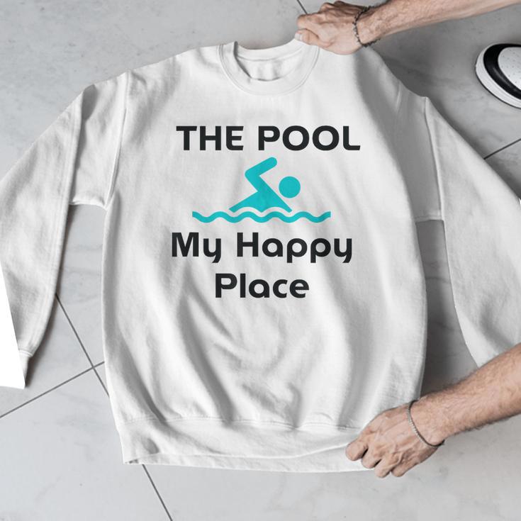 The Pool Is My Happy Place Swimming Quote Men Graphic Sweatshirt The Pool Is My Happy Place Swimming Quote Men Graphic Sweatshirt