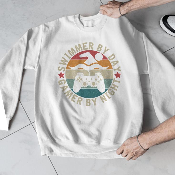 Swimmer By Day Gamer By Night Swimming Swim Gaming Men Graphic Sweatshirt Swimmer By Day Gamer By Night Swimming Swim Gaming Men Graphic Sweatshirt
