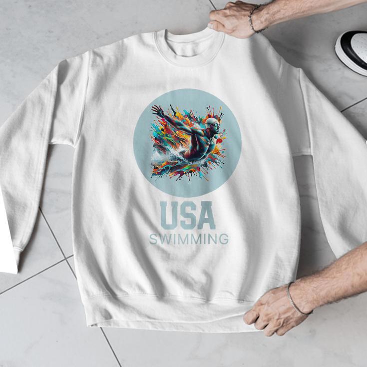 SWIMMING SPORT COMPETITIVE SWIM Raglan Baseball Tee Men Graphic Sweatshirt