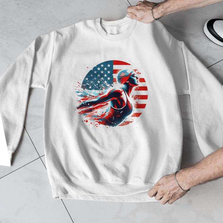 Swimming United States Apparel American Flag Swimming Men Graphic Sweatshirt Swimming United States Apparel American Flag Swimming Men Graphic Sweatshirt