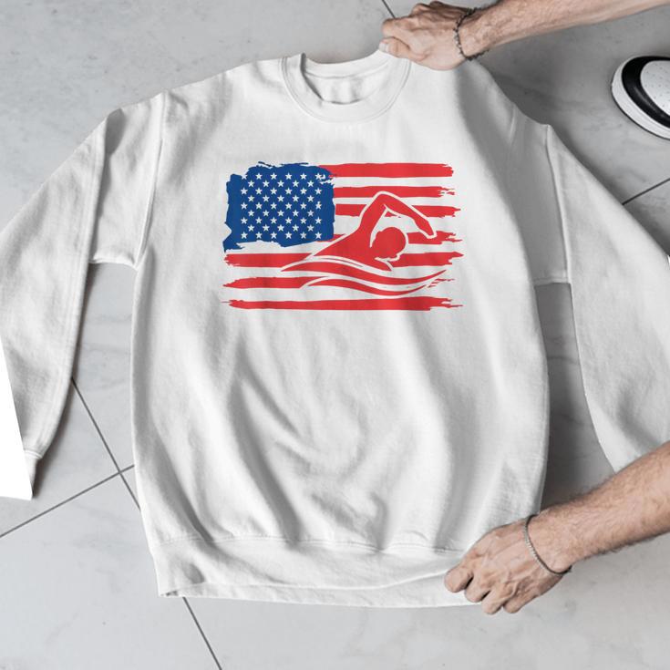 Vintage American Flag Swim Team Swimmer Funny Swimming Gift Men Graphic Sweatshirt Vintage American Flag Swim Team Swimmer Funny Swimming Gift Men Graphic Sweatshirt