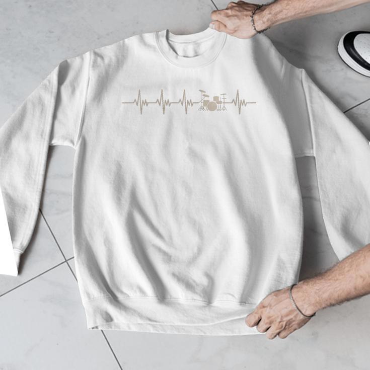 Vintage Drum Kit Heartbeat Graphic For Drummers Men Graphic Sweatshirt