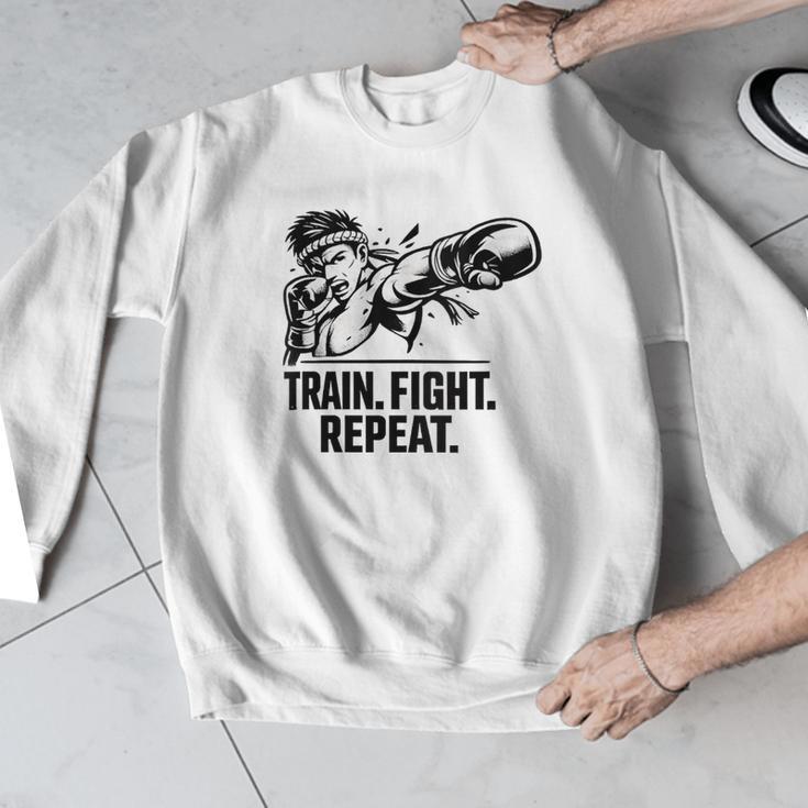 Women's Train Fight Repeat Nak Muay Thai Boxing Fighter Men Graphic Sweatshirt Women's Train Fight Repeat Nak Muay Thai Boxing Fighter Men Graphic Sweatshirt