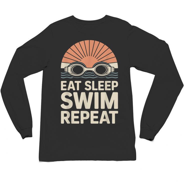 Eat Sleep Swim Repeat Swimmer Swimming Unisex Long Sleeve T-Shirt