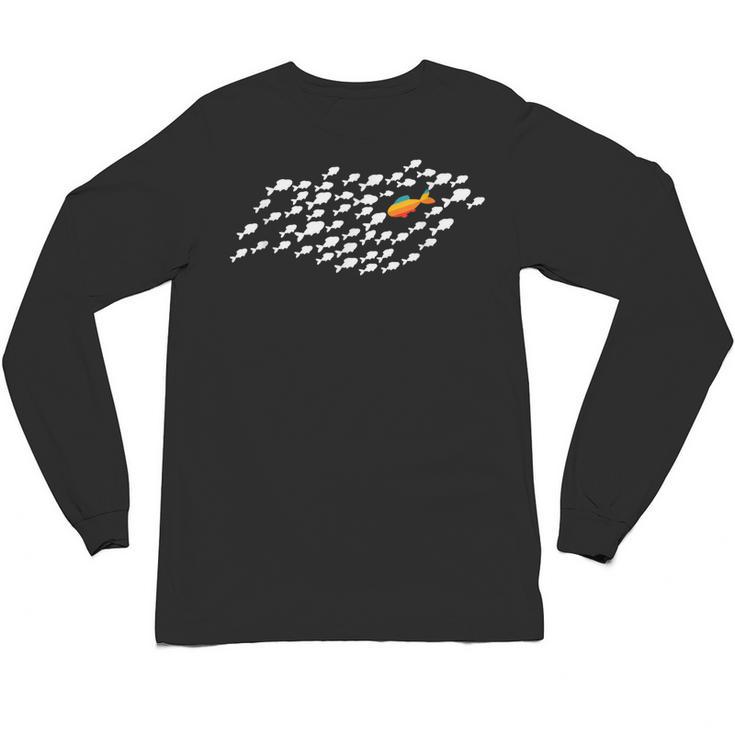 Fish Swimming Against The Current Be Yourself -Adults Kids Modern Casual Unisex Long Sleeve T-Shirt