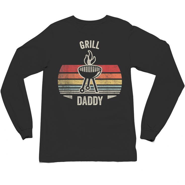 Grill Daddy BBQ Dad Retro Vintage Grilling Graphic Unisex Long Sleeve T-Shirt