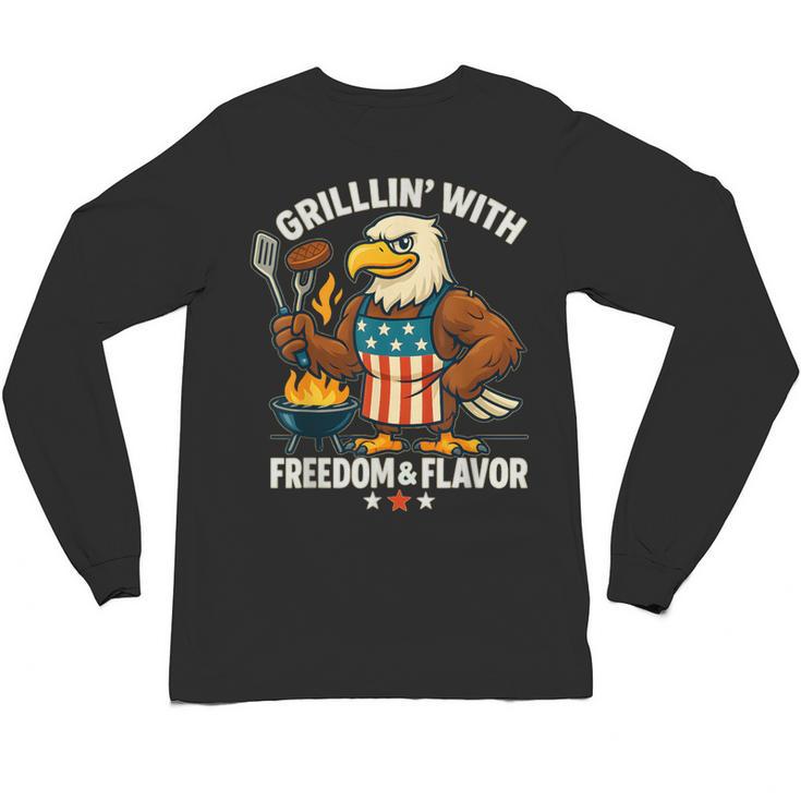 Grillin’ Eagle BBQ Dad 4th Of July Father’s Day Unisex Long Sleeve T-Shirt