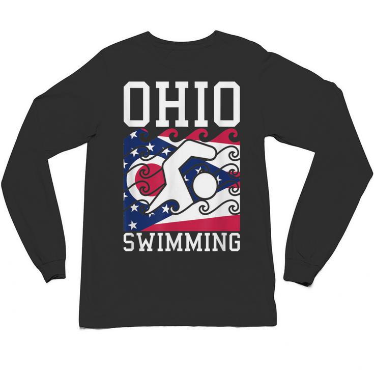Ohio Flag Swimming Team Swim Swimmer US State Unisex Long Sleeve T-Shirt