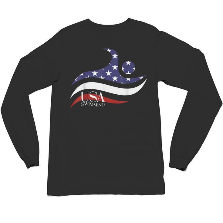 Patriotic American Flag Floating USA Swimming Team Unisex Long Sleeve T-Shirt