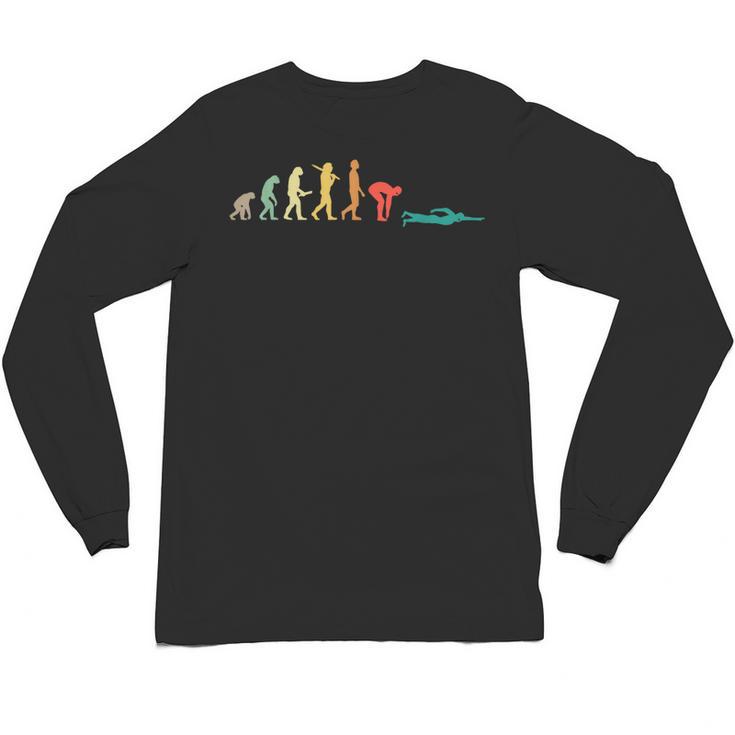 Retro Swimming Evolution For Swimmers Small Unisex Long Sleeve T-Shirt