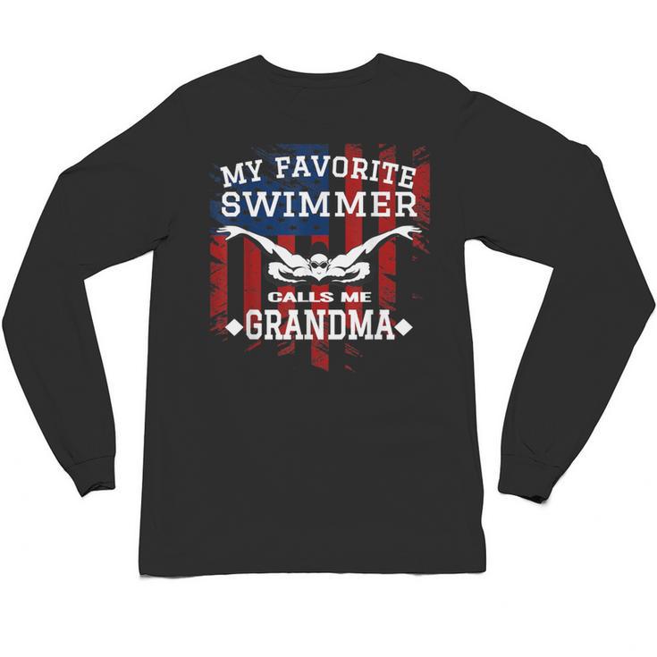 Swim Grandma Tshirt US American Flag Swimming Tee Unisex Long Sleeve T-Shirt